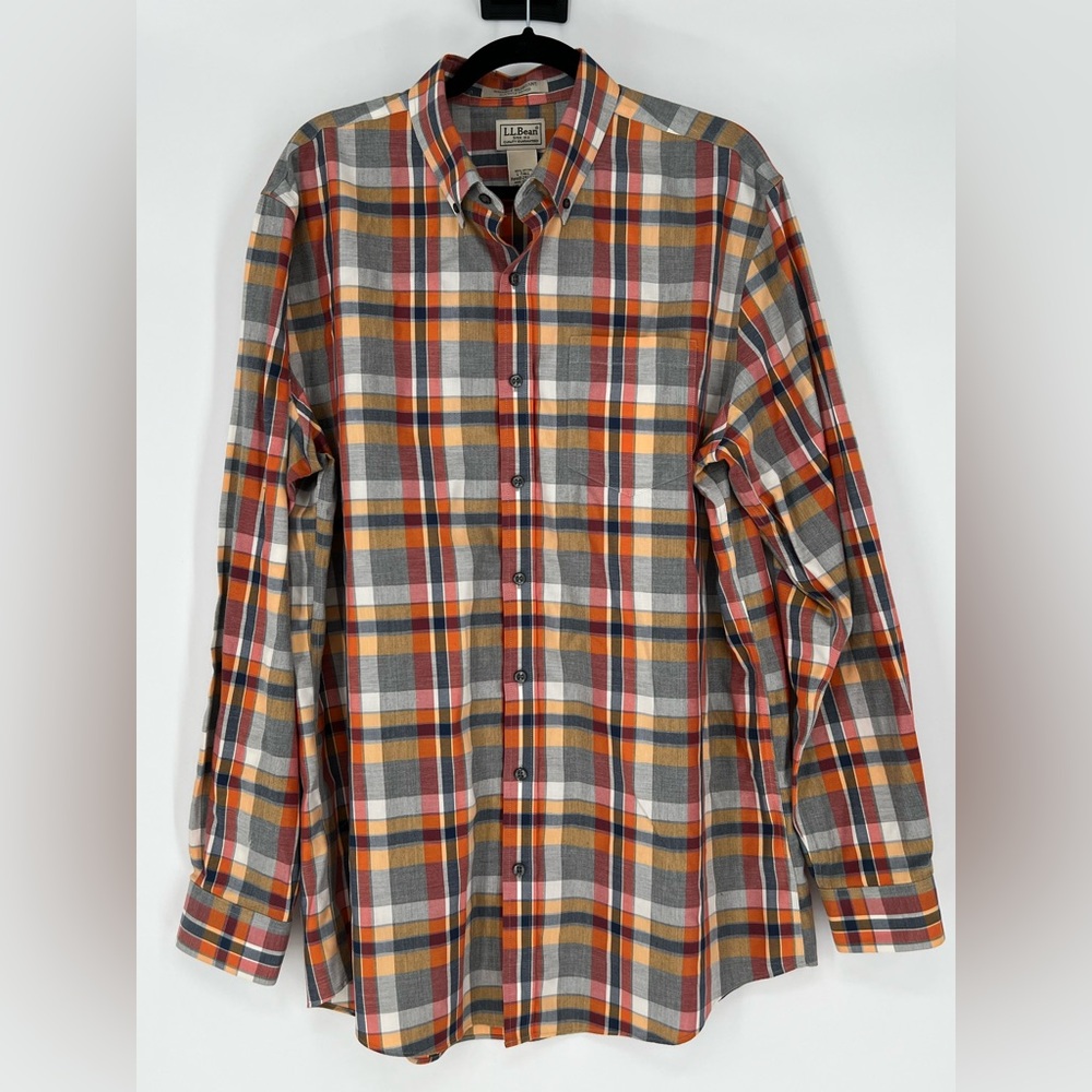 L.L.Bean NWOT plaid button-down shirt,‎ wrinkle resistant slightly fitted